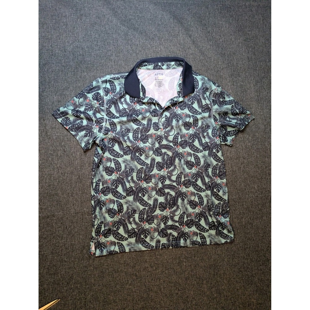 Apt. 9 Premier Flex Performance Shirt Short Sleeve Design Collared Shirt Size LG